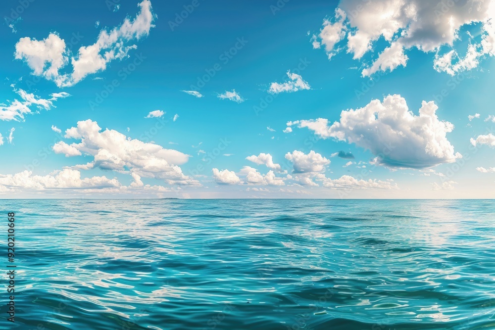 A serene ocean view with clouds drifting lazily across the sky, perfect for use in travel or nature-inspired designs A serene ocean view with clouds drifting lazily across the sky, perfect for use in travel or nature-inspired designs