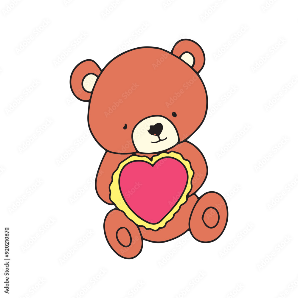 Fototapeta premium baby bear different pose. baby bear sleep on clous, bear cooking cakes, bear on blank banner, bear eaten soup, bear happy picnic, 
