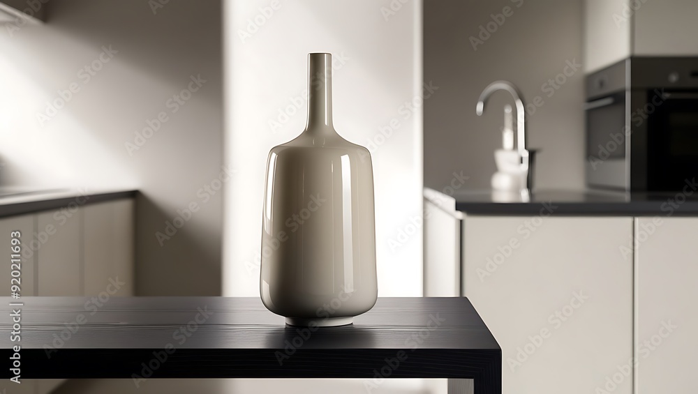 wooden table with clean white vase. Concept of cozy home decor, interior design, and modern living. wooden table with clean white vase. Concept of cozy home decor, interior design, and modern living.