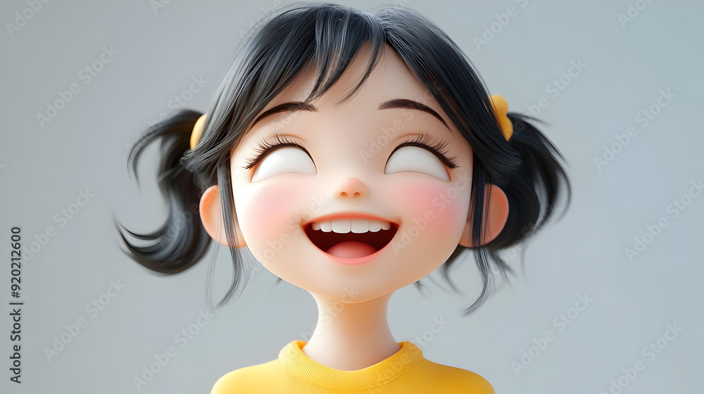 A cheerful animated girl with a big smile, showcasing joy and happiness. A cheerful animated girl with a big smile, showcasing joy and happiness.