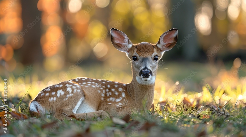 A Fawn Resting in the Autumn Woods A Fawn Resting in the Autumn Woods