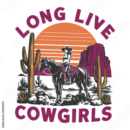 Retro Long Live Cowgirls Retro Western SVG