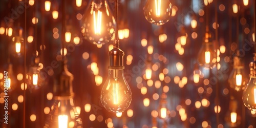 A breathtaking and mesmerizing display of elegantly hanging light bulbs, which create a warm, inviting atmosphere