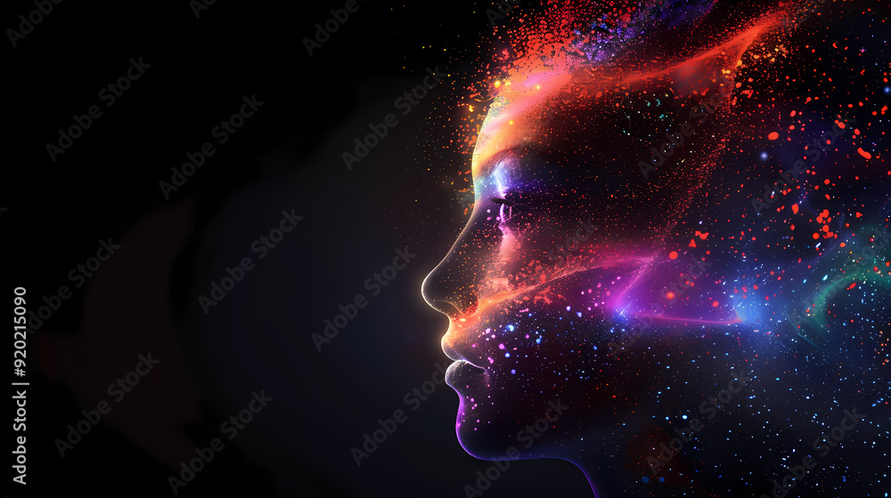 Avatar made of colored particles Avatar made of colored particles