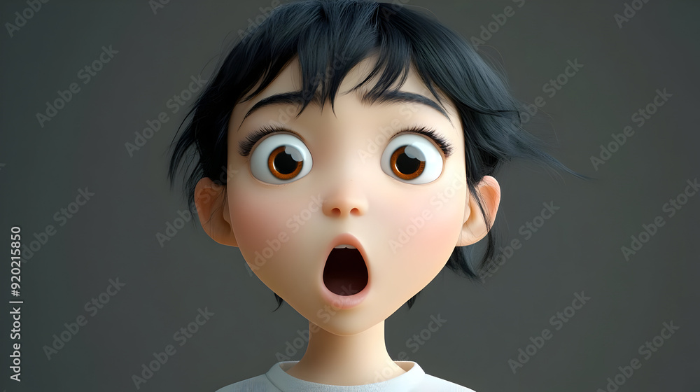 A surprised animated character with wide eyes and an open mouth. A surprised animated character with wide eyes and an open mouth.