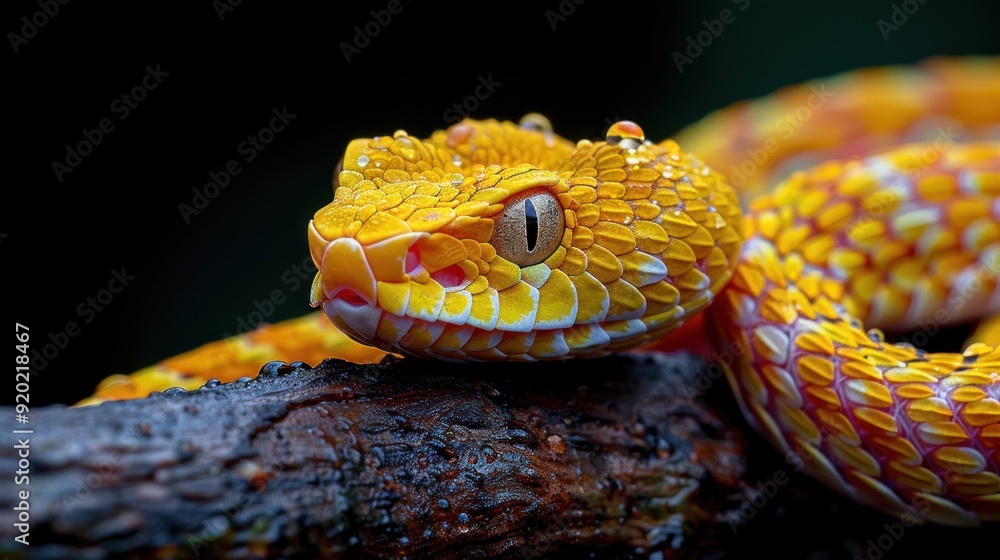 Fototapeta premium Closeup of a Yellow and Red Venomous Snake