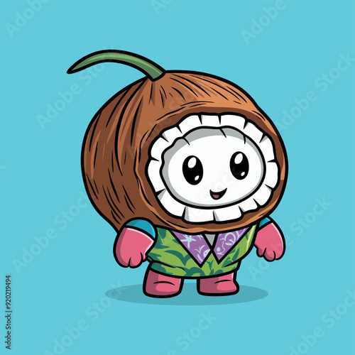 One Living Fruit Coconut vector art 