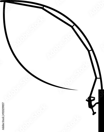 fishing road logo icon, surfcating fisherman with a fishing road, vector best flat design template elements, isolated on transparent background, used for mobile apps, website design and ui.