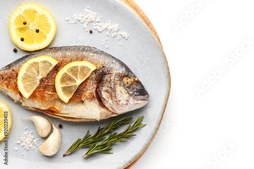 Plate with tasty grilled do...