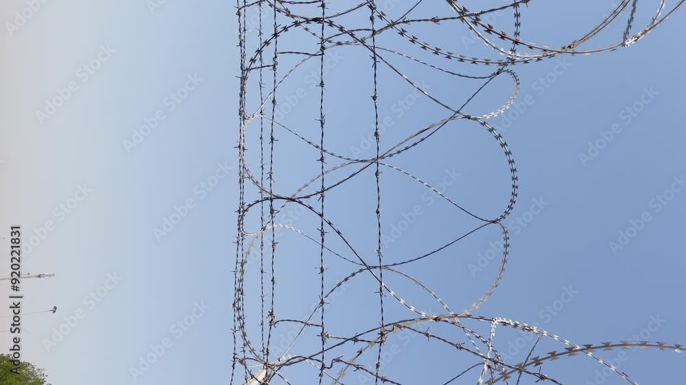 Vertical Barbed Wire at Prison Gate Exit | Slow then Quick Move Towards Escape Vertical Barbed Wire at Prison Gate Exit | Slow then Quick Move Towards Escape