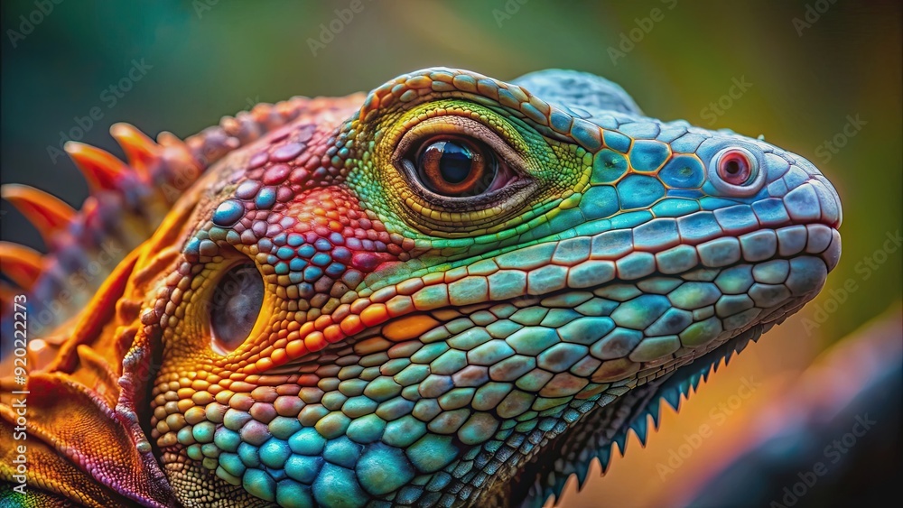 Close-up photo of a scaly reptile with vibrant colors, reptile, scales, colorful, exotic, wildlife, animal, close-up Close-up photo of a scaly reptile with vibrant colors, reptile, scales, colorful, exotic, wildlife, animal, close-up