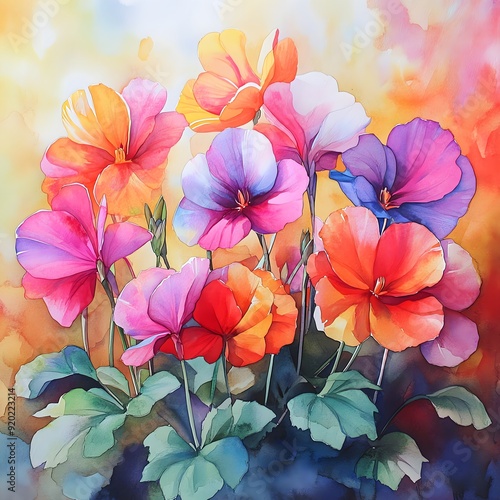 Wallpaper Mural Watercolor painting of vibrant cyclamen flowers Torontodigital.ca