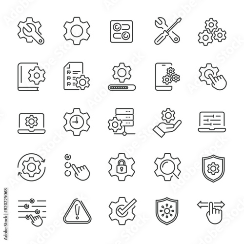 Setup and setting thin line icons collection. Editable stroke. For website marketing design, logo, app, template, ui, etc. Vector illustration.