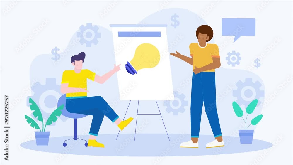 illustration of people brainstorming business idea animated video illustration of people brainstorming business idea animated video