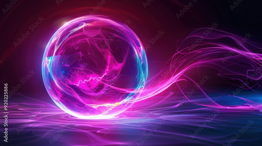 Glowing Orb and Abstract Swirling Lines Glowing Orb and Abstract Swirling Lines