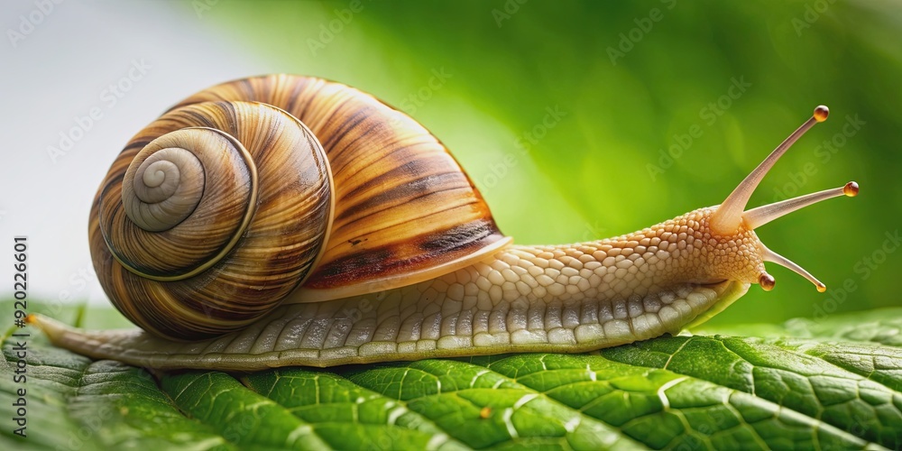 Garden snail on a leaf in minimalist pop art style, snail, leaf, garden, minimal, pop art, colorful, vibrant, nature, wildlife