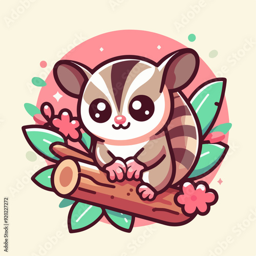 flat vector logo of a Sugar glider, cute Sugar glider logo.