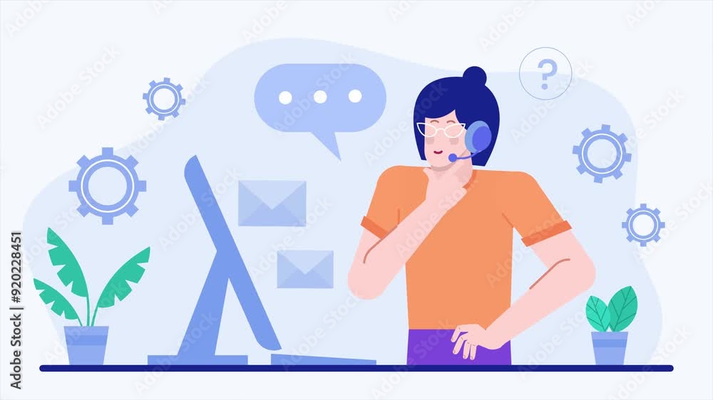 customer service working illustration business animated video customer service working illustration business animated video