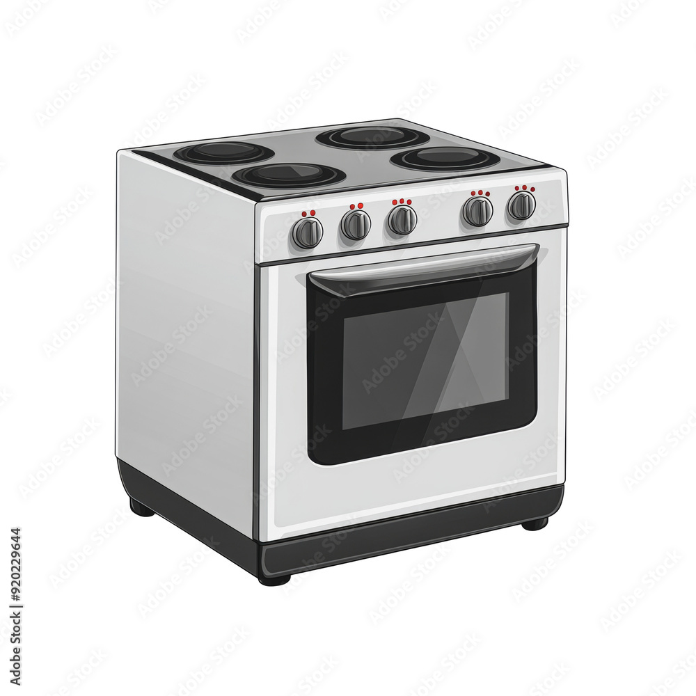 PNG Modern electric stove with four burners in kitchen PNG Modern electric stove with four burners in kitchen