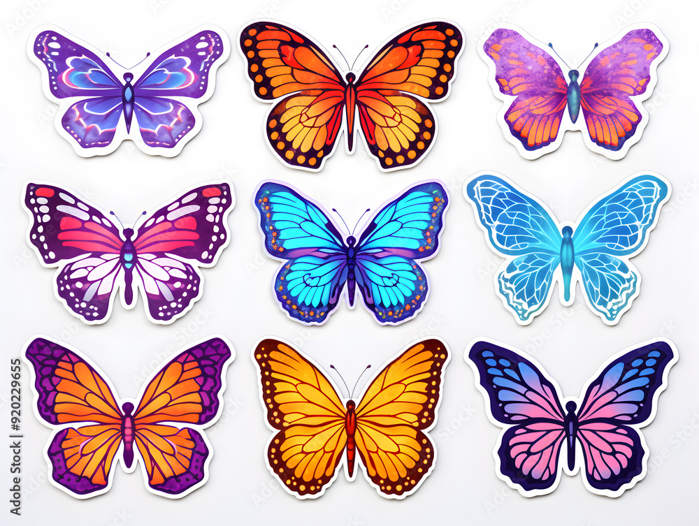 Butterfly Wings kawaii stickers with vibrant color Butterfly Wings kawaii stickers with vibrant color