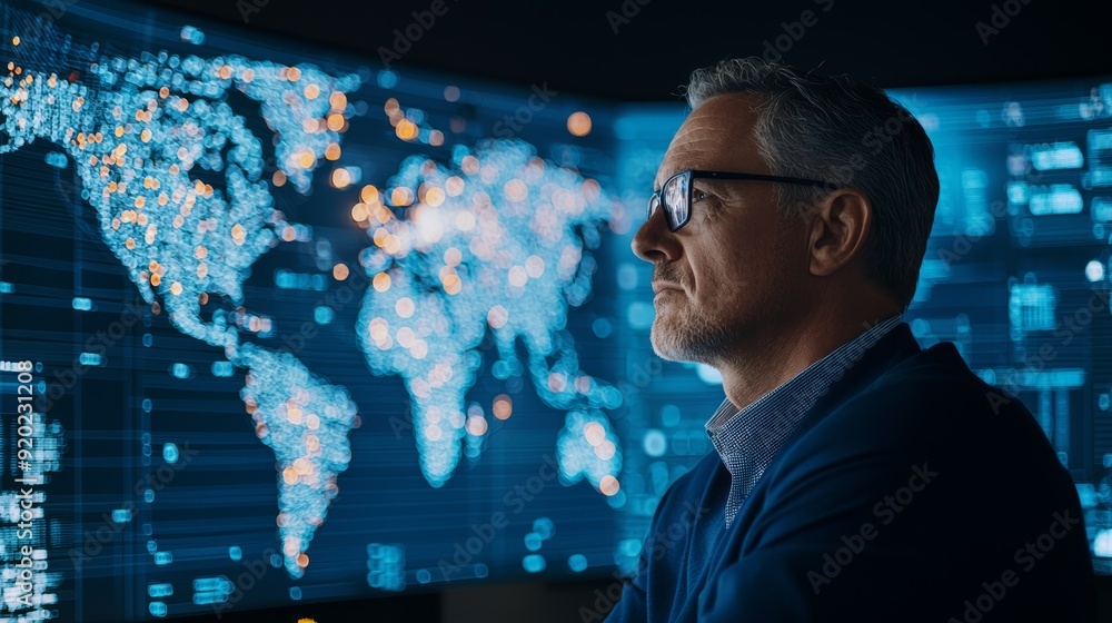 A focused professional analyzes global data on a digital interface, highlighting technology's impact on business decision-making. A focused professional analyzes global data on a digital interface, highlighting technology's impact on business decision-making.