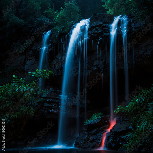 waterfall at night
