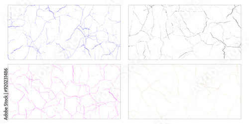 Vector set of cracks, marble pattern with cracks Transparent texture.