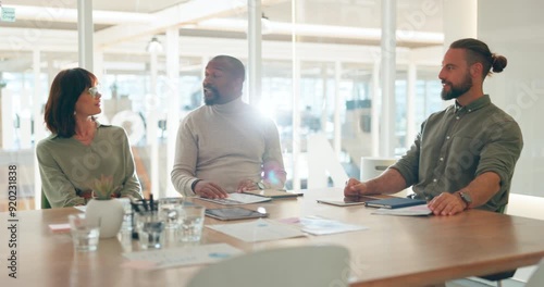 Wallpaper Mural Meeting, collaboration and a business black man in the boardroom talking to his team for strategy. Teamwork, planning or management and a male leader in the office with a professional colleague group Torontodigital.ca