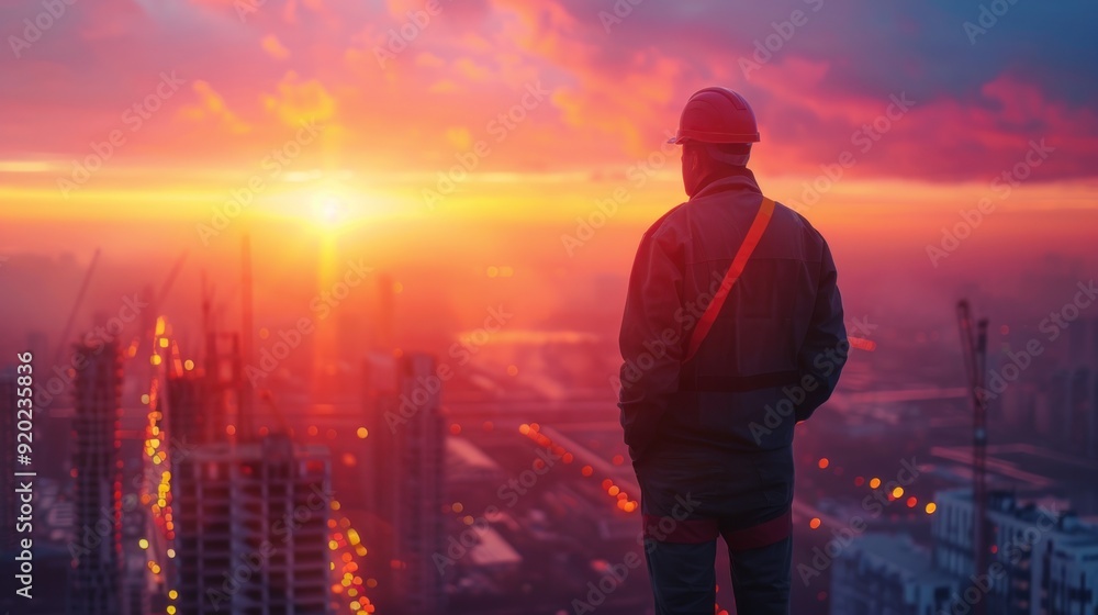 Construction Worker at Sunset Construction Worker at Sunset