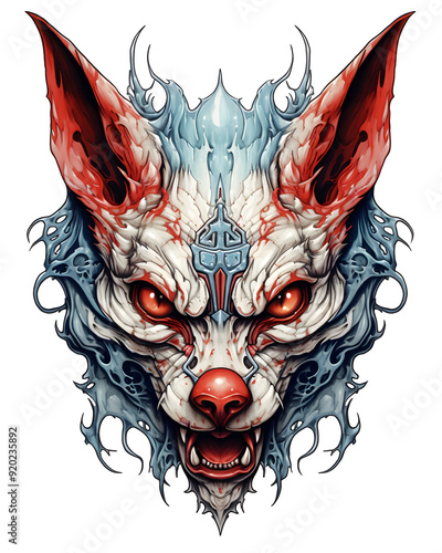 Mytical creature animal head aggressive expression illustration photo