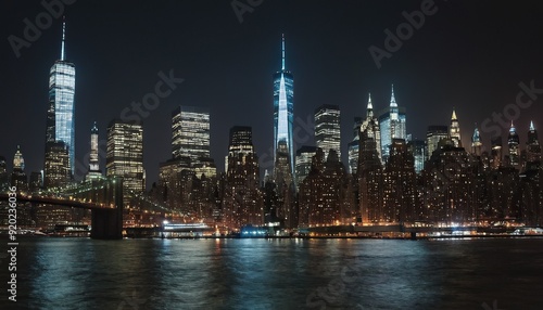 Lower Manhattan skyline during the blue hour with Hudson River in the foreground 19