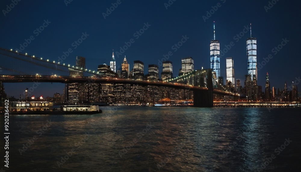 Fototapeta premium A night view of the Manhattan skyline from across the Hudson River 5