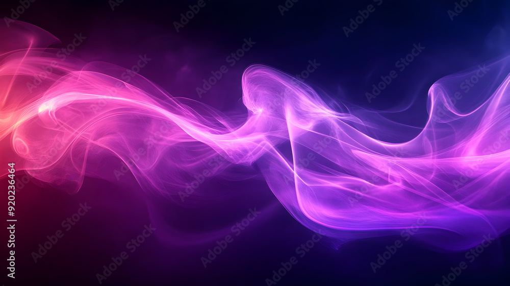 Abstract colorful smoke waves in shades of purple and pink against a dark background. Abstract colorful smoke waves in shades of purple and pink against a dark background.