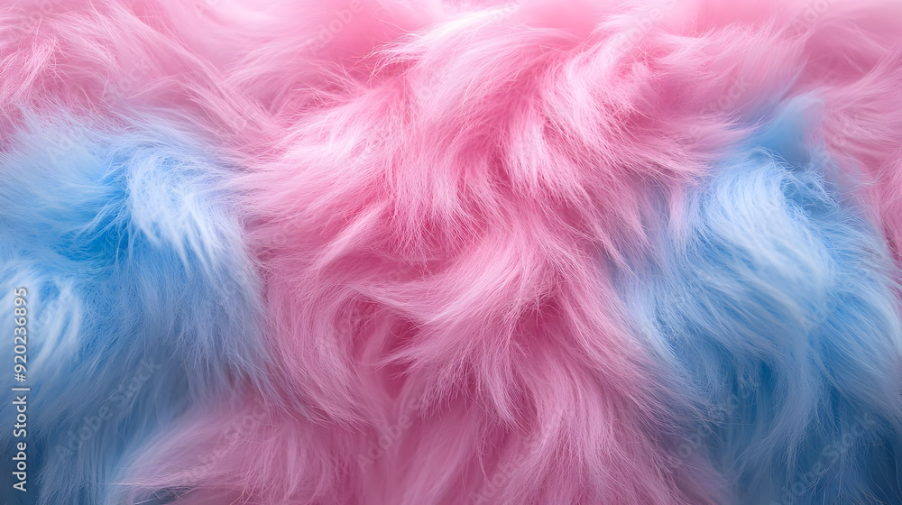 A close-up view of fluffy pink and blue fur, creating a soft and textured appearance. A close-up view of fluffy pink and blue fur, creating a soft and textured appearance.