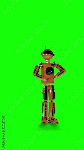 robot dancing transparent on background for push on background green screen
