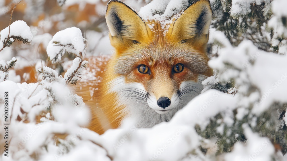 Fototapeta premium Red Fox in Snowy Forest
