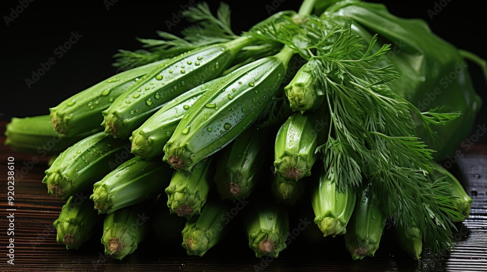 Fototapeta premium Green okra pods 