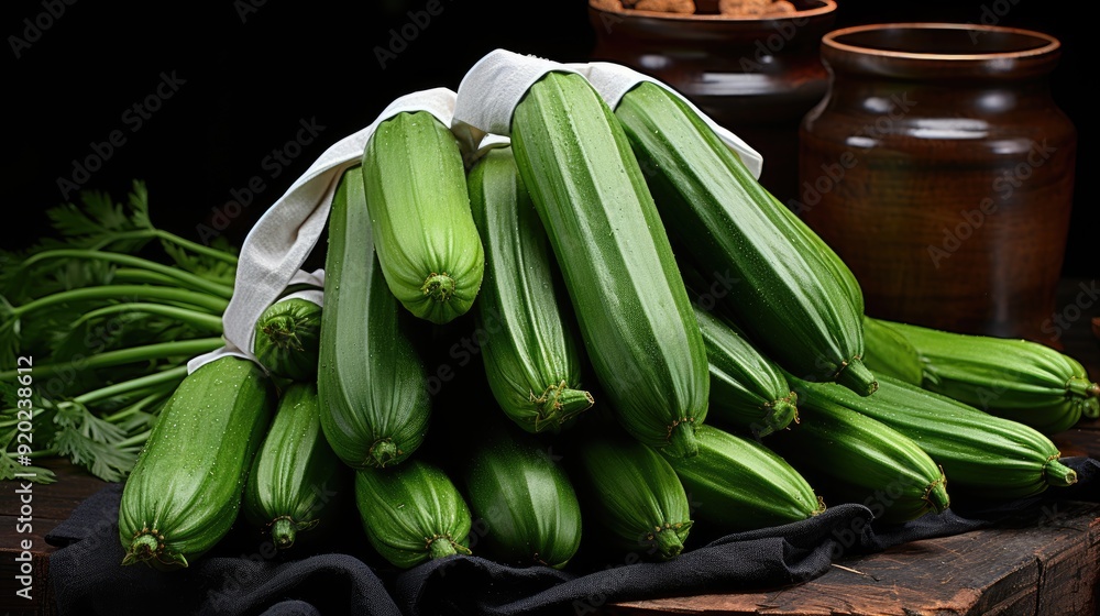 Fototapeta premium Green Okra isolated on white background 