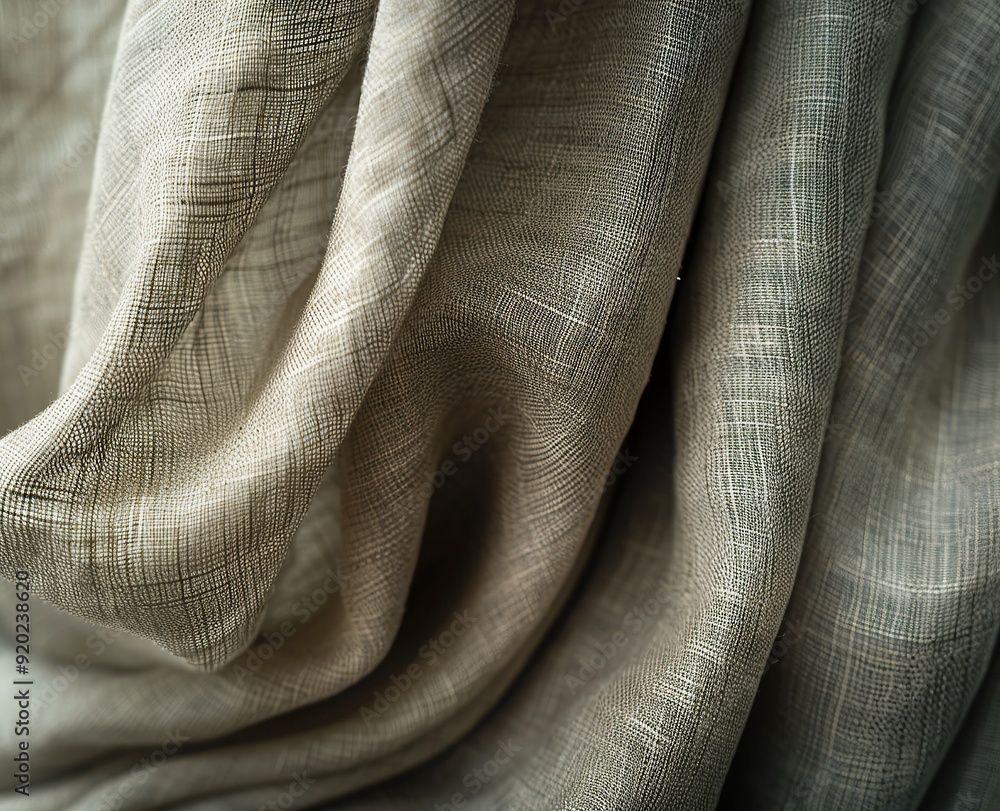 A close-up of linen curtains, captured in soft natural light A close-up of linen curtains, captured in soft natural light