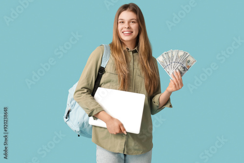 Female student with money, ...