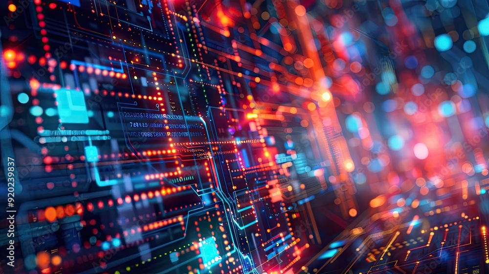 Abstract Technology Background with Circuitry and Lights Abstract Technology Background with Circuitry and Lights