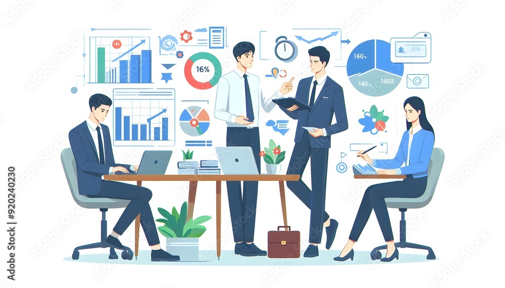 Business peoples with business planning, best practices development, strategy to success or improvement, planning, progress or implementation process, efficiency or productivity concept Business peoples with business planning, best practices development, strategy to success or improvement, planning, progress or implementation process, efficiency or productivity concept
