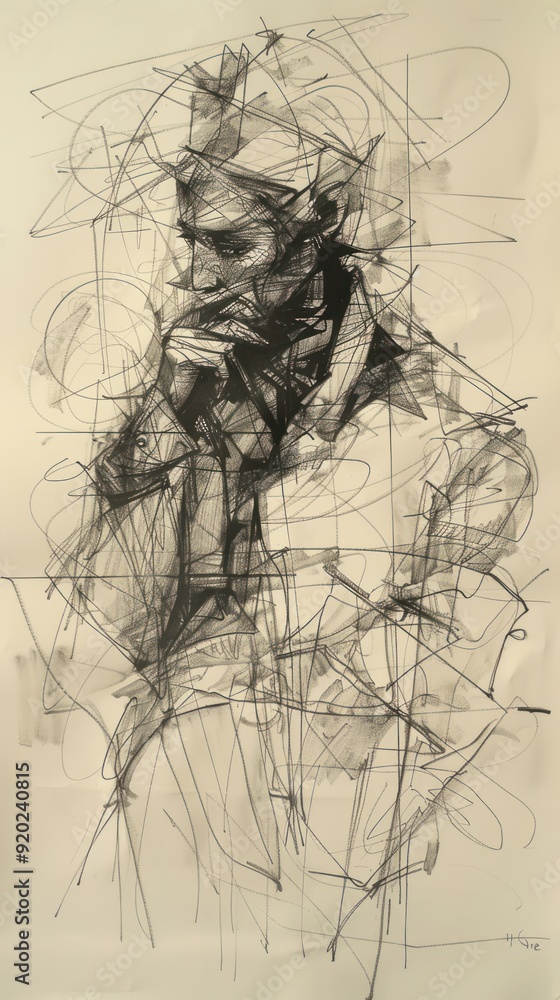 Abstract Ink Drawing of a Person. Abstract Ink Drawing of a Person.