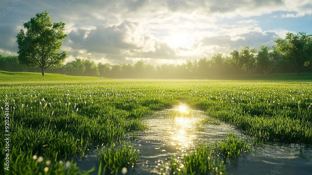Obraz premium Rice field landscape beautiful countryside photo