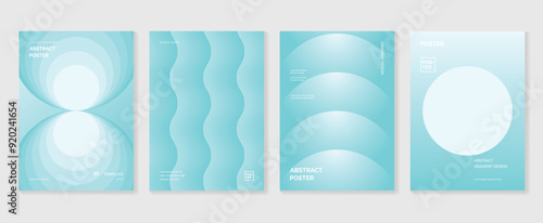 Modern gradient poster background vector set. Minimalist style cover template with monotone perspective geometric prism shapes collection. Ideal design for social media, cover, banner, flyer.