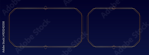 Obraz na płótnie Art deco frames, golden elegant antique borders, decorative game borders or labels isolated on dark background. Vector illustration. w salonie