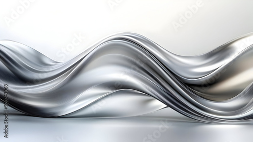 A smooth, flowing metallic wave design creating a sense of movement and elegance.