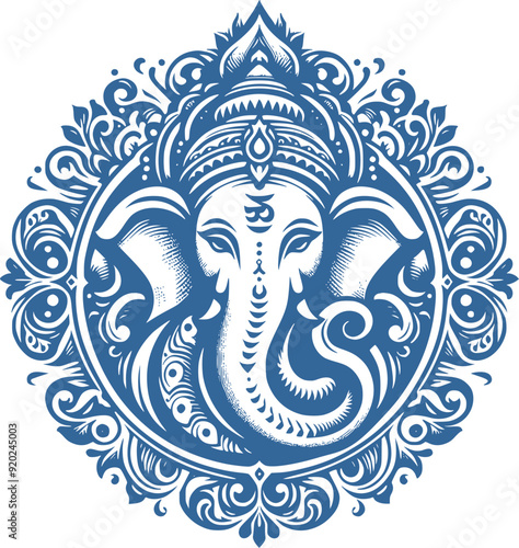 vector illustration of lord ganesha in blue