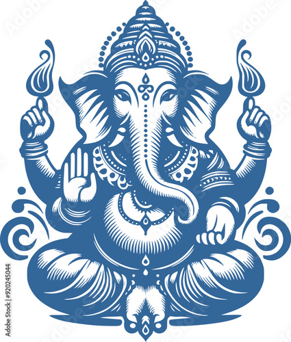 vector illustration of lord ganesha in blue