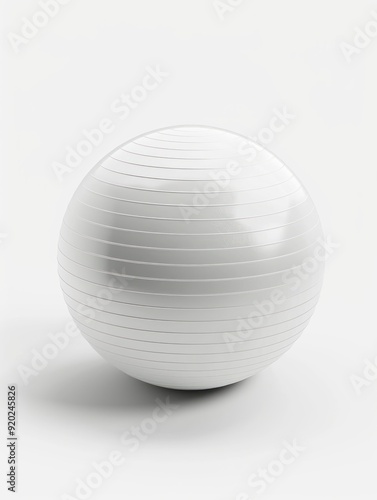 White Exercise Ball Isolated on White Background.